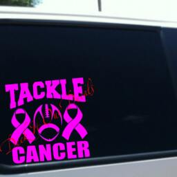Tackle Cancer With 2 Ribbons & Football Vinyl Window Sticker Decal E00166 - thumbnail 2
