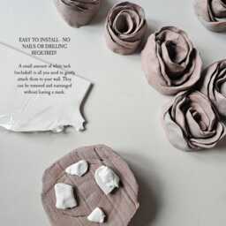 Handcrafted Clay Rose Wall Decor - Set Of Whimsical Botanical Flowers - Clay-Red Colour - thumbnail 2