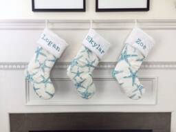 Personalized Coastal Christmas Stocking, Coastal, Ocean Christmas, Sea Friends, Starfish, Beach Decorations Holiday No.615 - thumbnail 1