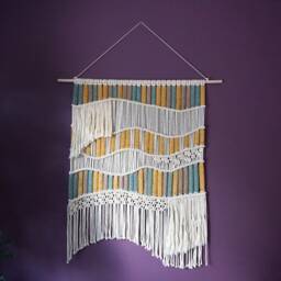 Large Macrame Wall Hanging, Hand Woven Tapestry Contemporary Fiber Art, Modern Weaving Hanging - thumbnail 2