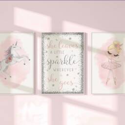 Girls Bedroom Prints, Girls Room Decor, Girls Wall Art, Unicorn Prints, Ballerina Prints, Sparkle, Girl Birthday, Dance, Unicorn Decor, Pink Decor - thumbnail 2