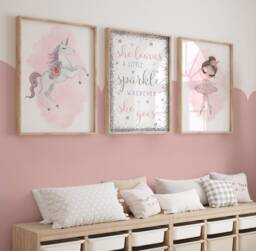 Girls Bedroom Prints, Girls Room Decor, Girls Wall Art, Unicorn Prints, Ballerina Prints, Sparkle, Girl Birthday, Dance, Unicorn Decor, Pink Decor - thumbnail 1