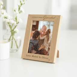 Personalised Grandad Photo Frame - Engraved World's Best Gift, Wooden - thumbnail 1