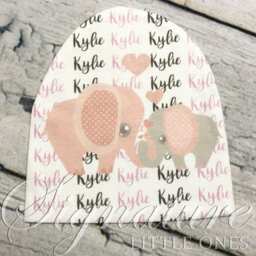 Personalized Baby Blanket, Hat, Name Swaddle Receiving Shower Gift, Birth Announcement Hat - thumbnail 2