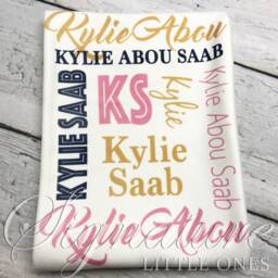 Personalized Baby Blanket, Hat, Name Swaddle Receiving Shower Gift, Birth Announcement Hat