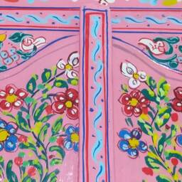 Pink Hand Painted Moroccan Wall Mirror - thumbnail 3