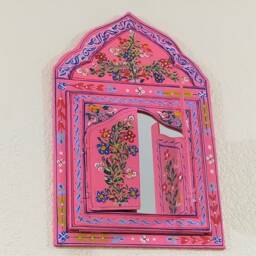 Pink Hand Painted Moroccan Wall Mirror - thumbnail 2