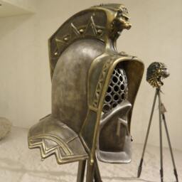 Murmillo Gladiator Helmet Bronze Finish Lion Sculpture, Larp Armor - thumbnail 2