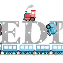 Train Name Illustration Print Steam Railway Transport Children Kids New Baby Shower Nursery Illustrated Frame Wall Art Picture Personalised - thumbnail 3