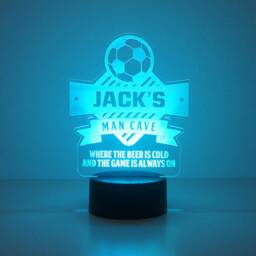Led Name Sign. Football Soccer Theme Light Lamp. Man Cave Personalized Bar Sprts Tv Den Room Plaque D40F - thumbnail 1