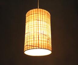 "Handwoven Bamboo Pendant Light, Cylindrical Woven Ceiling Lamp, Lampshade Size W9.8"" By H15.7"