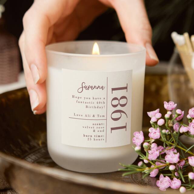 Personalised 40Th Birthday Candle Gift For Her Scented Soy Wax - image 1