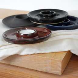 Ceramic Tealight Candle Holder Plate in Matt Black, Gloss Red Or Dark Blue - thumbnail 3