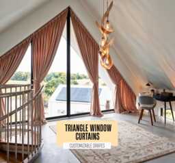 Triangle Windows Curtains, Apex Window Angled Window Curtains, Curtains For Gable Windows - thumbnail 1