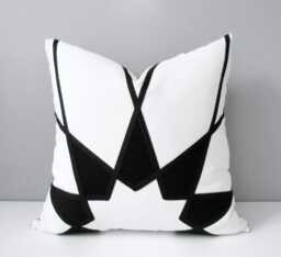Black & White Sunbrella Pillow Cover Modern Geometric Starburst Mazizmuse Design - thumbnail 1