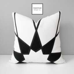 Black & White Sunbrella Pillow Cover Modern Geometric Starburst Mazizmuse Design - thumbnail 4