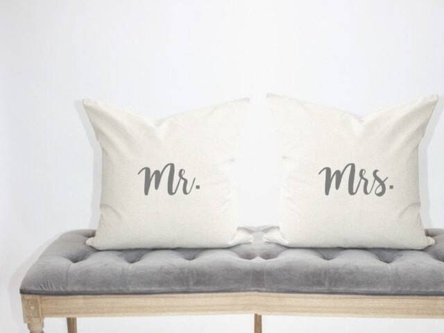 Mr. & Mrs. Pillow Set Of 2 Covers - image 1