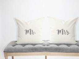 Mr. & Mrs. Pillow Set Of 2 Covers - thumbnail 1