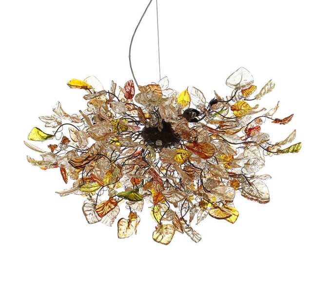 Large Hanging Chandeliers With Champagne Color Flowers & Leaves For Dining Room - image 1