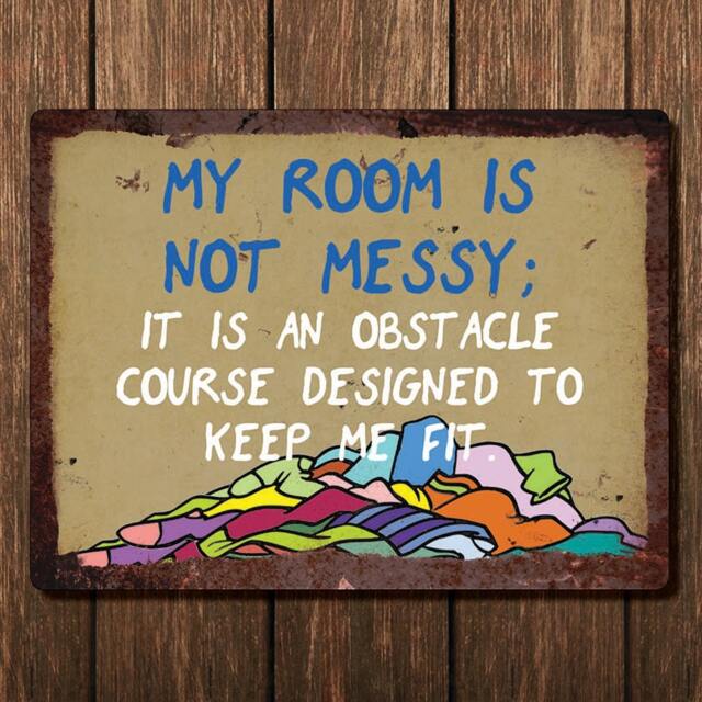 My Room Is Not Messy It Is An Obstacle Course Vintage Metal Wall Sign - Fun Bedroom Decor