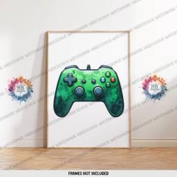 Green Gaming Print Set - 3 Gamer Posters - Boys Bedroom Decor Gift Artwork Girls Room Kids Video Game Wall Art Birthday - thumbnail 3