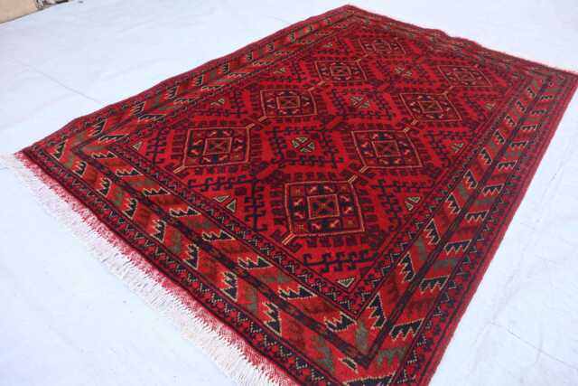 3'4x5'0 Feet Khal Mohammedi Bukhara Afghan Handmade Rug, New Area Turkmen Oriental Geometric Livingroom D??cor Office Carpet - image 1