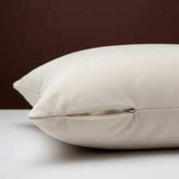 Cream Pleather Cushion Cover - 18x18 - thumbnail 3