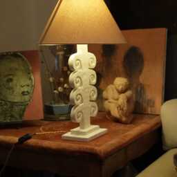 Architectural Sculptural Table Lamp .. Handmade Plaster Scroll Design - thumbnail 3