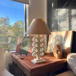 Architectural Sculptural Table Lamp .. Handmade Plaster Scroll Design - thumbnail 4
