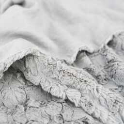 Personalized Minky Baby Blanket Linen & Faux Fur, Handmade Keepsake - thumbnail 1