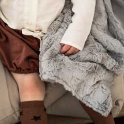 Personalized Minky Baby Blanket Linen & Faux Fur, Handmade Keepsake - thumbnail 2