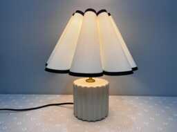 Handmade Cream Scalloped Table Lamp Ceramic Bedside Lighting