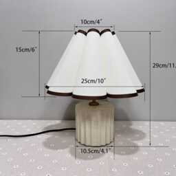 Handmade Cream Scalloped Table Lamp Ceramic Bedside Lighting - thumbnail 3