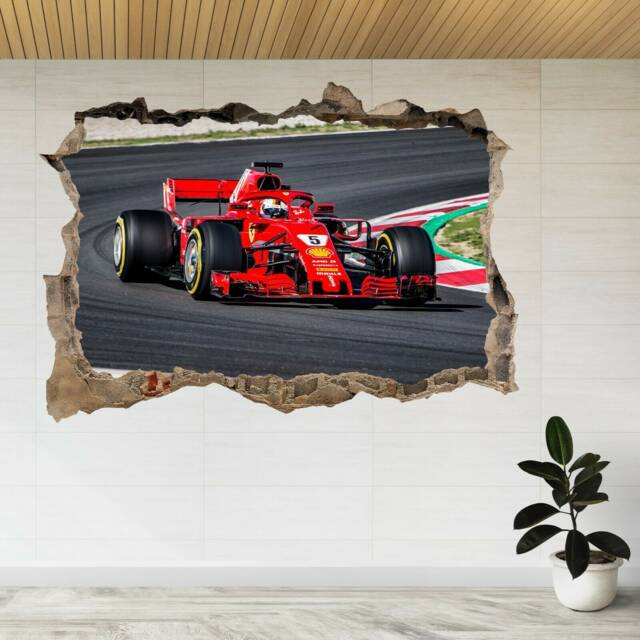 Sebastian Vettel Scuderia Ferrari 3D Smashed View Wall Sticker Poster Decal A132 - image 1