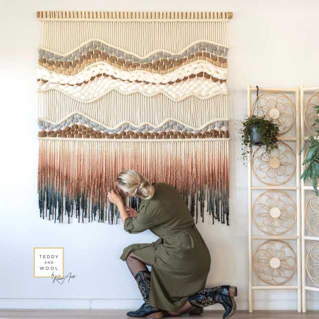 "xl Macrame Wall Hanging - Wall Art Dip Dyed Tapestry Woven Hanger " - image 1