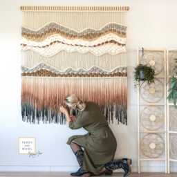 "xl Macrame Wall Hanging - Wall Art Dip Dyed Tapestry Woven Hanger " - thumbnail 1