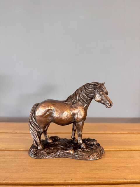 Shetland Pony Ornament, Bronze Effect Sculpture, Equestrian Figurine, Animal Shelf Decor - image 1