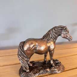 Shetland Pony Ornament, Bronze Effect Sculpture, Equestrian Figurine, Animal Shelf Decor - thumbnail 4