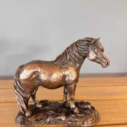Shetland Pony Ornament, Bronze Effect Sculpture, Equestrian Figurine, Animal Shelf Decor - thumbnail 2