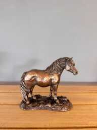 Shetland Pony Ornament, Bronze Effect Sculpture, Equestrian Figurine, Animal Shelf Decor - thumbnail 1