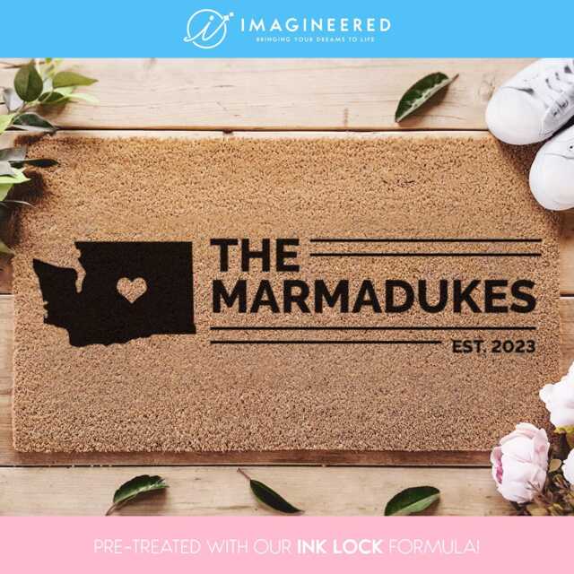 Custom State Doormat - Washington Mat Map Capitals Family Name Door New Home Gifts Personalized Gift - image 1