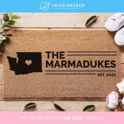 Custom State Doormat - Washington Mat Map Capitals Family Name Door New Home Gifts Personalized Gift - thumbnail 1