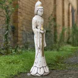 Concrete Kwan Yin Statue Guan Yin Goddess Of Mercy Sculpture Stone Buddha Garden Decoration Cement Oriental Figurine Zen Yard Ornament Gift - thumbnail 4