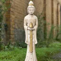 Concrete Kwan Yin Statue Guan Yin Goddess Of Mercy Sculpture Stone Buddha Garden Decoration Cement Oriental Figurine Zen Yard Ornament Gift - thumbnail 3