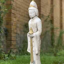 Concrete Kwan Yin Statue Guan Yin Goddess Of Mercy Sculpture Stone Buddha Garden Decoration Cement Oriental Figurine Zen Yard Ornament Gift - thumbnail 2