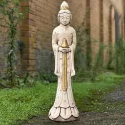 Concrete Kwan Yin Statue Guan Yin Goddess Of Mercy Sculpture Stone Buddha Garden Decoration Cement Oriental Figurine Zen Yard Ornament Gift - thumbnail 1