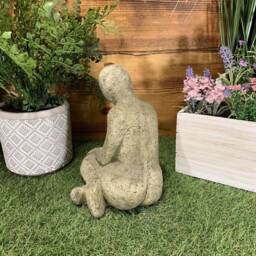 Stone Garden Cute Modern Kneeling Girl Statue Gift Home Ornament - thumbnail 3