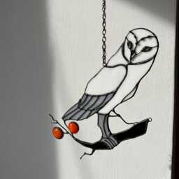 Owl Stained Glass Bird White Suncatcher Picture Home Window Wall Hangings Cling Horror Gift. Halloween Decor - thumbnail 3