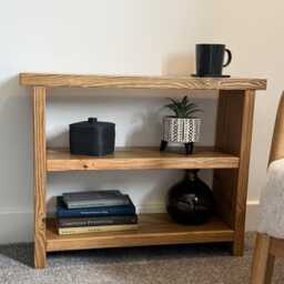 Solid Pine Side Table With Shelf - Narrow End Storage Sofa Table, Handmade in UK - thumbnail 3