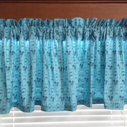Mini Blue Mason Jars With Flowers Window Valance ~ 42 Inches Wide - thumbnail 2